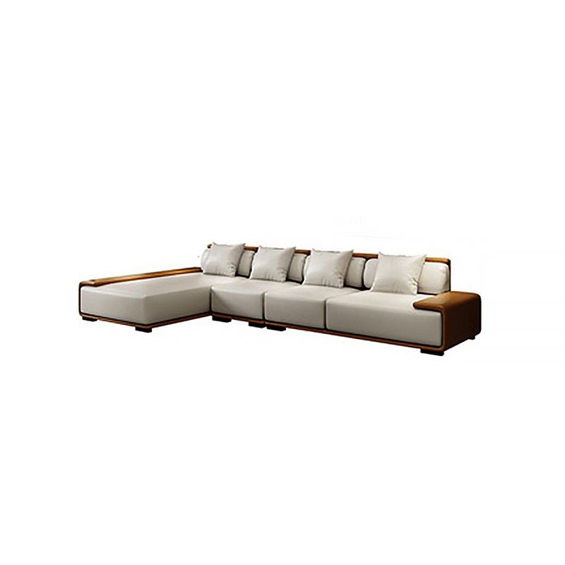Assembled Genuine Leather Living Room Recessed Arm Modular Sofa & Chaise Clearhalo 'furn' 'furn_sectionals' 'Furniture' 'furniture_sectionals' 'kitchen' 'kitchen_sectionals' 'Living Room Furniture' 'Sectionals' 1200x1200_3649710d-0cc3-415a-ae8d-8737c1211ec8