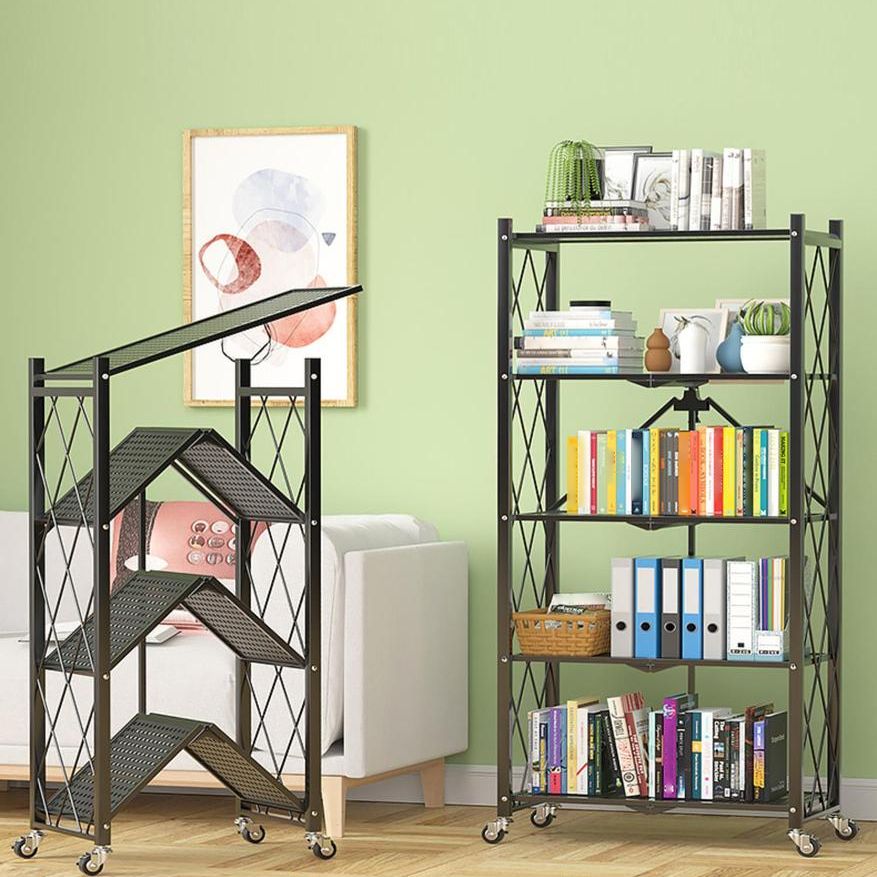 Industrial Open Etagere Bookshelf Steel Bookshelf with Caster Wheels Clearhalo 'Bookcases' 'Furniture' 'furniture_bookcases' 'kitchen' 'kitchen_bookcases' 'Living Room Furniture' 'Office Furniture' 1200x1200_3649df10-b9ac-4a91-831f-c2d8872664ee
