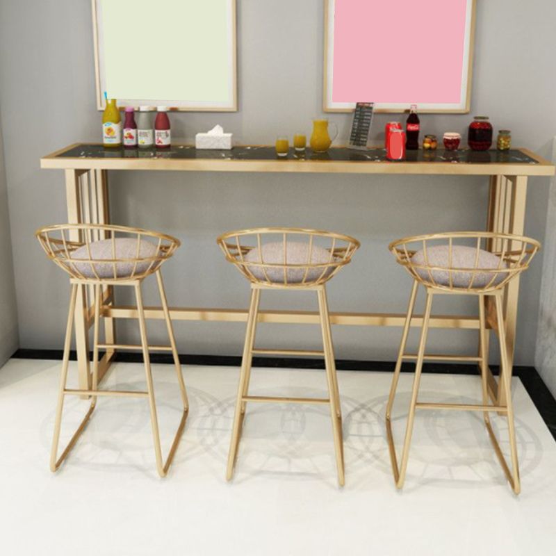 Stone Bar Dining Table Glam Rectangle Bar Table with Trestle Pedestal for Dining Room Cafe Clearhalo 'Bar Furniture' 'Bar Tables' 'bar_tables' 'furn' 'furn_bar_tables' 'Furniture' 'Kitchen & Dining Furniture' 1200x1200_364c2583-2afd-494a-b125-2d10544d245e