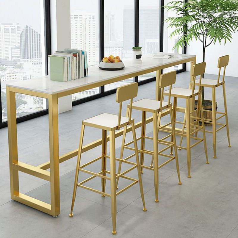 Glam Bar-height Table Rectangular and White Top Table for Living Room Clearhalo 'Bar Furniture' 'Bar Tables' 'bar_tables' 'furn' 'furn_bar_tables' 'Furniture' 'Kitchen & Dining Furniture' 1200x1200_364de398-ca4b-45eb-abc5-36026b002607