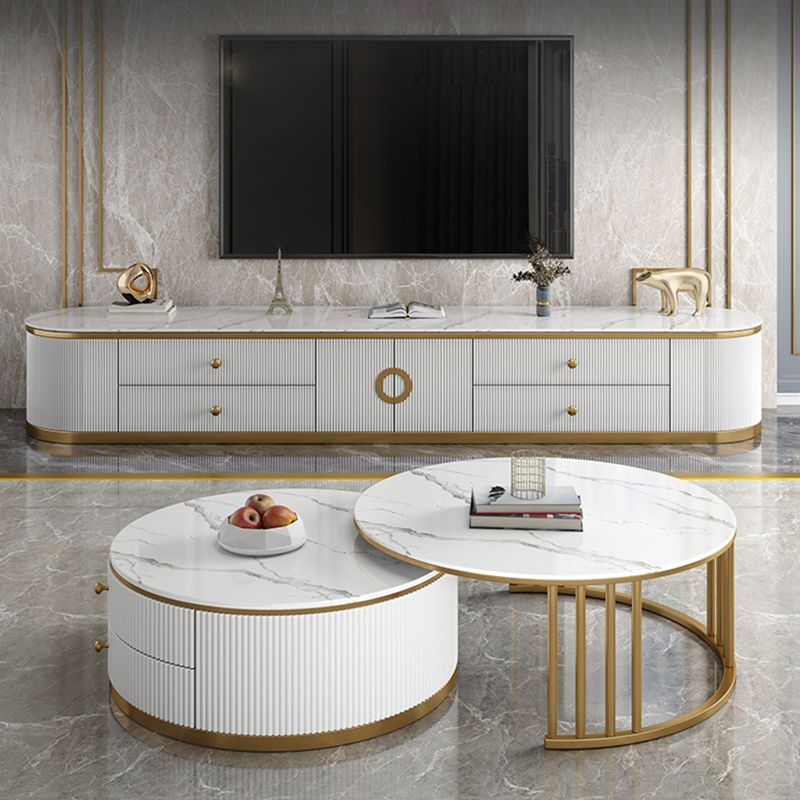 Glam Stone TV Stand con cassetti console multimediale TV di archiviazione chiusa