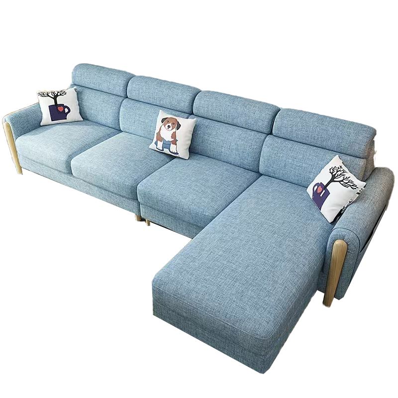 Modern 35.43 " H Blue Cotton Blend Square Arm Sofa & Chaise with Storage Clearhalo 'furn' 'furn_sectionals' 'Furniture' 'Living Room Furniture' 'Sectionals' 1200x1200_36539d0c-0747-4639-b23b-e9c29c02feb2