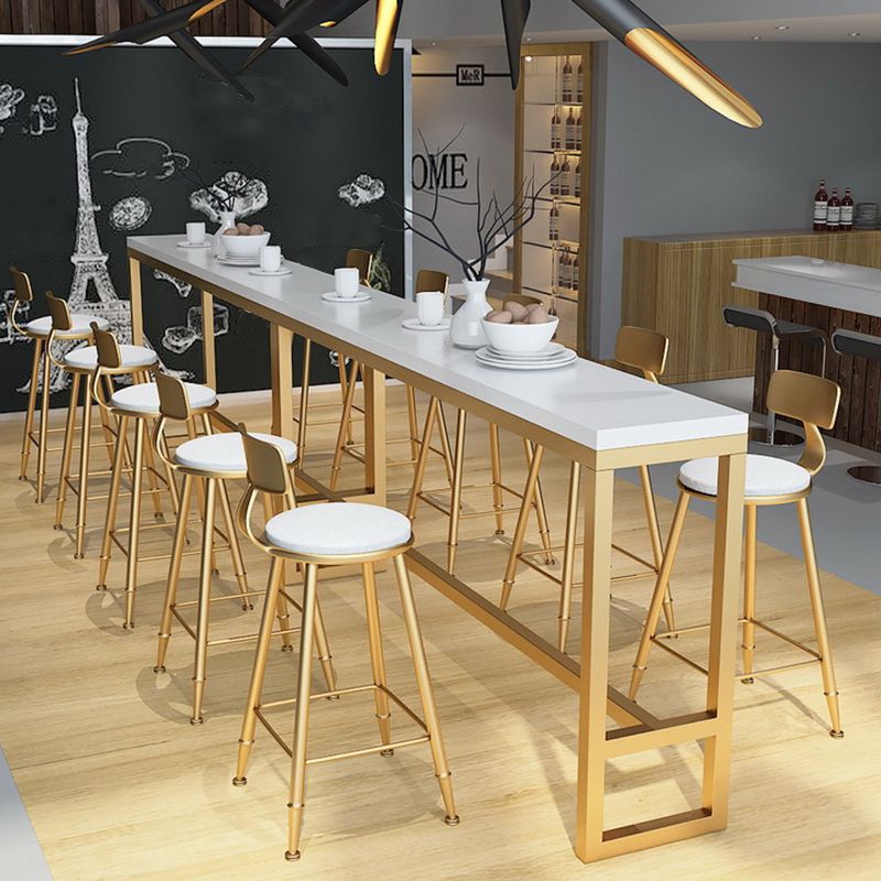 Glam Bar Height Table Solid Wood Top Bistro Pub Table with Gold Base Clearhalo 'Bar Furniture' 'Bar Tables' 'bar_tables' 'furn' 'furn_bar_tables' 'Furniture' 'Kitchen & Dining Furniture' 1200x1200_3654f844-1d03-4885-b454-a307a144cf60