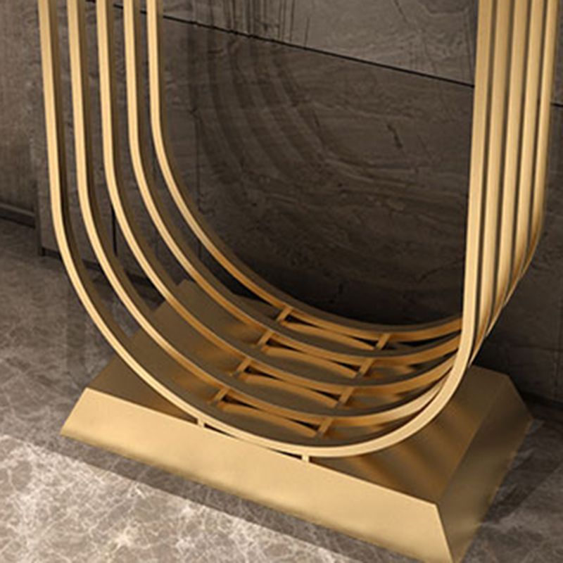 Console top in pietra in stile glam con base di piedistallo di ferro per sala