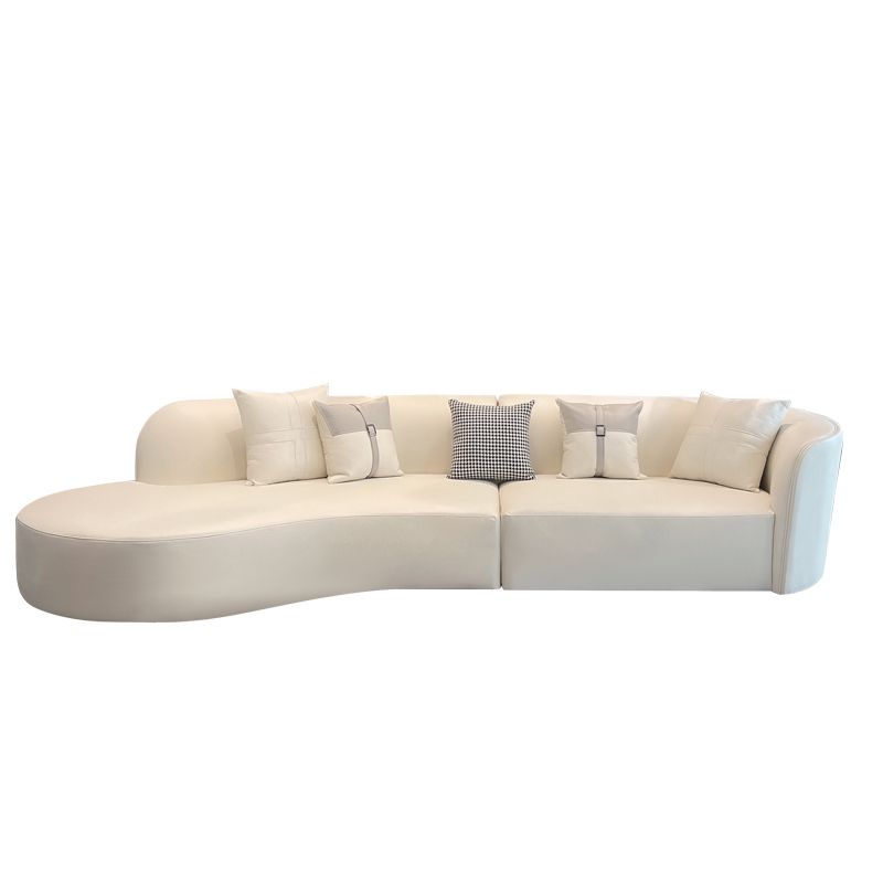 Faux Leather Pillow Top Arm Sofa/Sectional Pillowed Back Cushions, Stain-Resistant Clearhalo 'furn' 'furn_sectionals' 'Furniture' 'furniture_sectionals' 'kitchen' 'kitchen_sectionals' 'Living Room Furniture' 'Sectionals' 1200x1200_365ad4ae-994a-4c54-a0d9-bc711e2da3d9