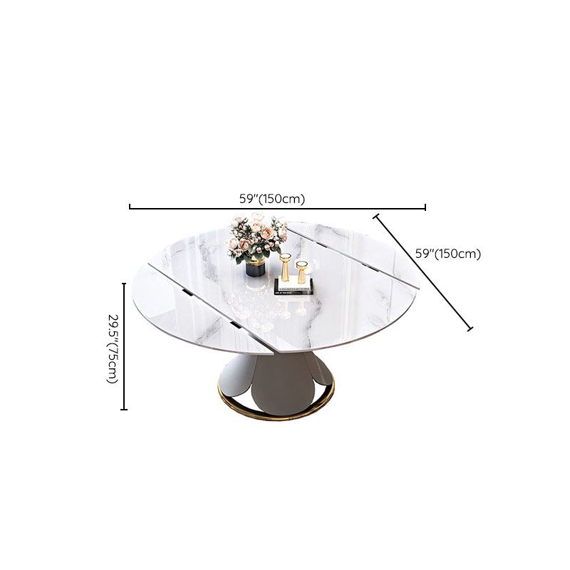 Metal Dining Table Extendable Pedestal Dining Table for Kitchen