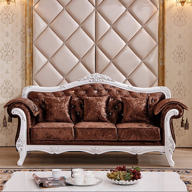 Traditional Velvet Couch Three Cushion Seat Settee with Rolled Arms Clearhalo 'furn' 'furn_sofas' 'Furniture' 'furniture_sofas' 'Living Room Furniture' 'Sofa' 'sofas' 1200x1200_365caded-ce8b-4df5-9264-ec79332de678