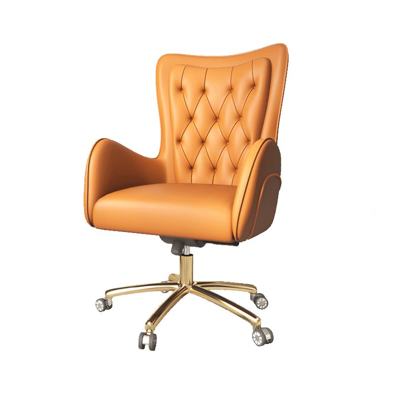 Fixed Arm Leather Office Chair High Back Upholstered Desk Chair with Steel Base Clearhalo 'furn' 'furn_office_chair' 'Furniture' 'Office Chairs' 'Office Furniture' 'office_chair' 1200x1200_365da6ba-ef6a-43ec-a8e6-215d031674e6