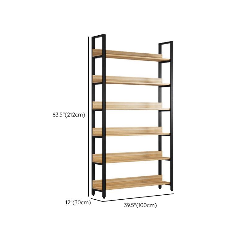 Metal and Wooden Shelf Bookcase Open Modern Brown Book Shelf for Office Clearhalo 'Bookcases' 'furn' 'furn_bookcases' 'Furniture' 'Office Furniture' 1200x1200_36614a89-924f-44e2-9865-611471863fd5