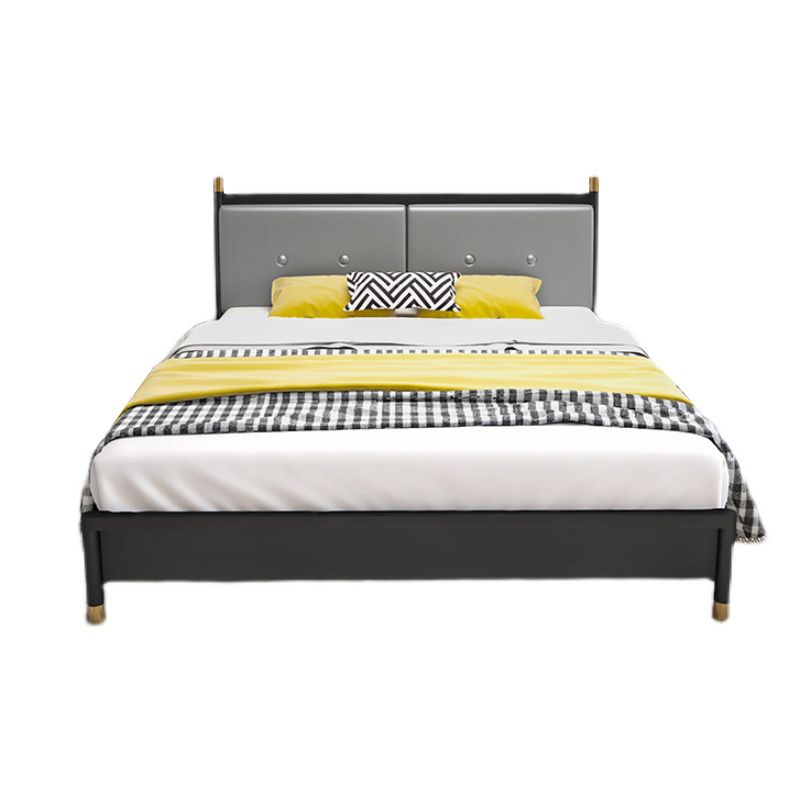 Metal and Upholstered Panel Bed Glam 39.4" Tall Standard Bed