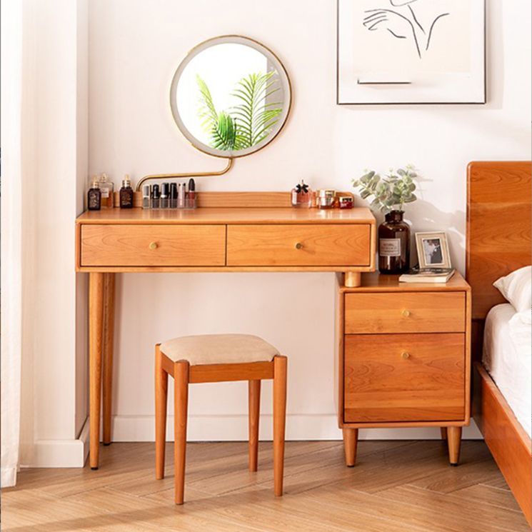 Tocador contemporáneo dormitorio de cerezo espejo iluminado tocador de maquillaje de pie