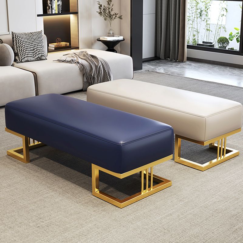 Glam Rectangle Bench with Legs Faux Leather Foam Bench for Home Office Clearhalo 'Benches' 'Chairs & Seating' 'furn' 'furn_benches' 'Furniture' 'Living Room Furniture' 1200x1200_366322df-533a-45db-b640-ee7b8ff9ea8b
