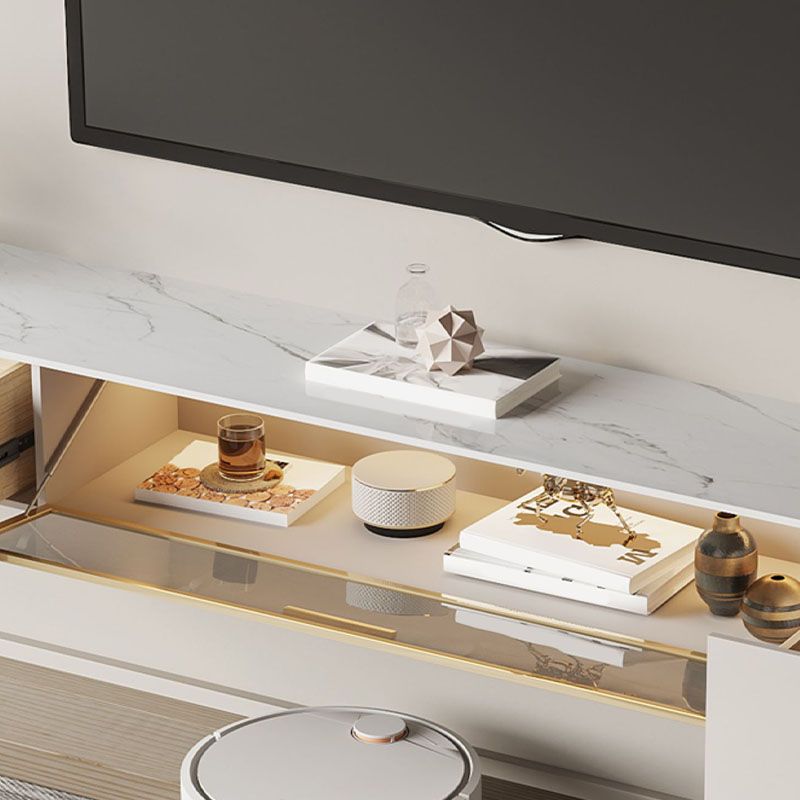 Console multimediale per TV Glam, console multimediale per TV, con 2 cassetti
