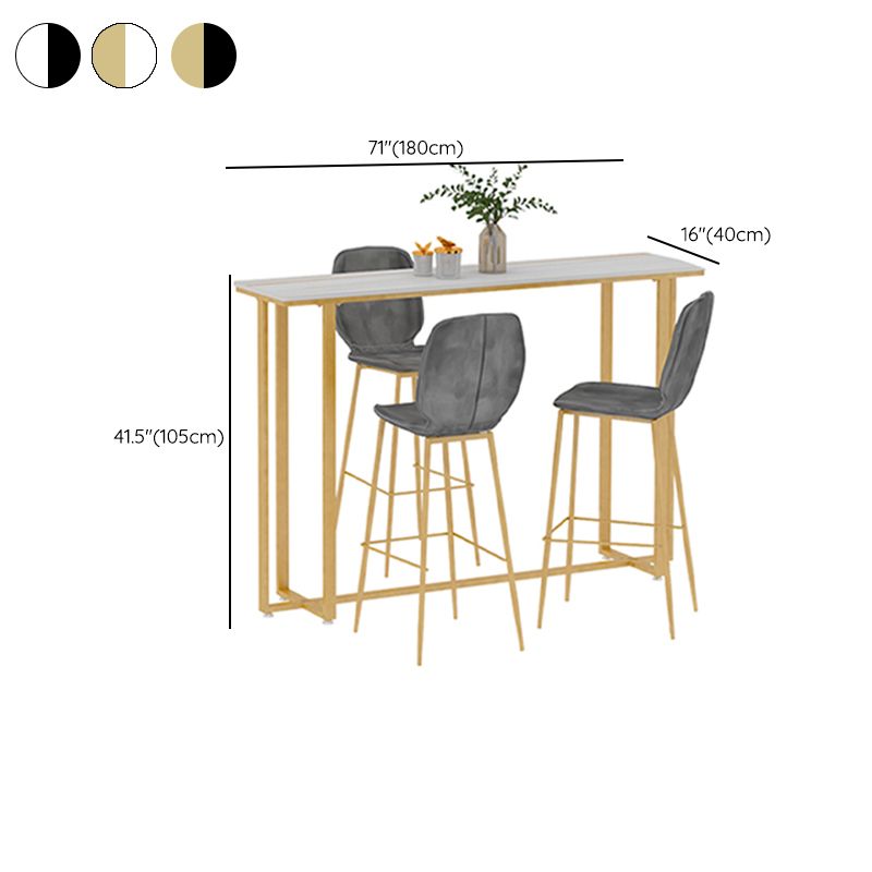Barkruktafel met stenen blad Glam-stijl pubtafel met metalen poot