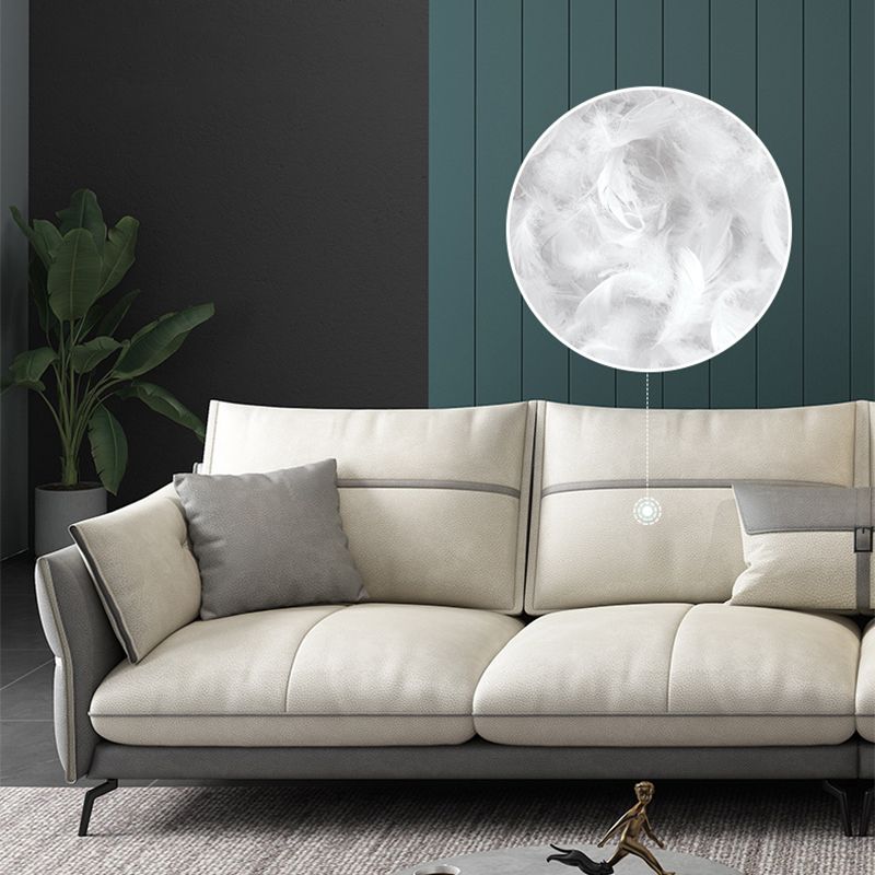 Scandinavo 35.43 "H Fuce in pelle divano e chaise del braccio svasato