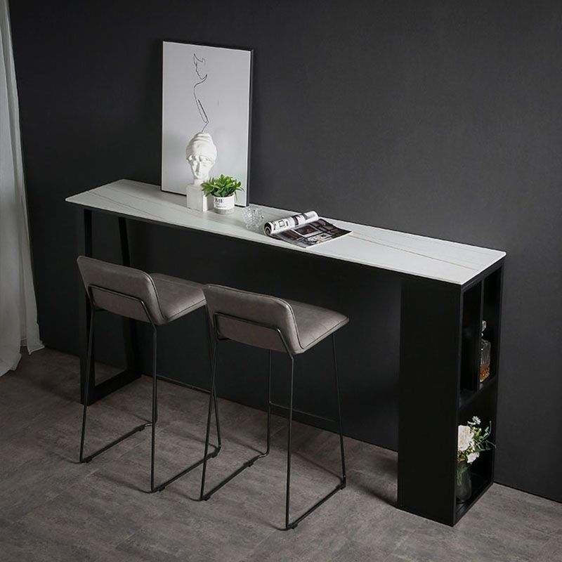 42-inch Height Cocktail Bar Table Industrial Style Metal Base Bar Height Storage Table Clearhalo 'Bar Furniture' 'Bar Tables' 'bar_tables' 'furn' 'furn_bar_tables' 'Furniture' 'furniture_bar_tables' 'Kitchen & Dining Furniture' 'kitchen&dining_furn' 'kitchen' 1200x1200_36651376-a820-435d-b1c3-4911341ddc4e