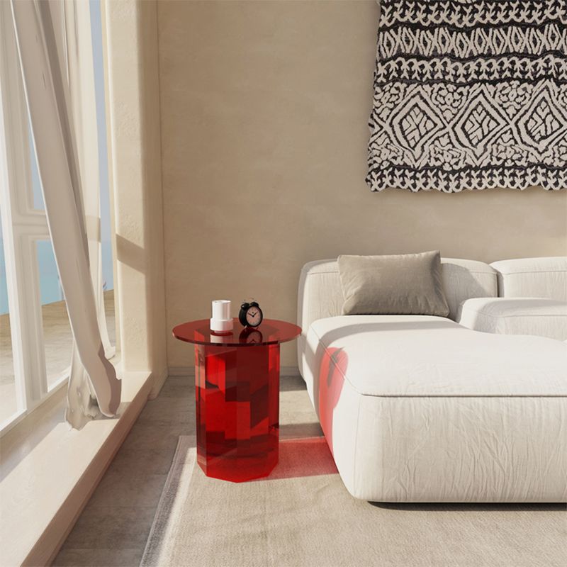 Contemporary Accent Side Table Pedestal Acrylic Round Living Room End Table Clearhalo 'Coffee & Accent Tables' 'End & Side Tables' 'end_side_tables' 'furn' 'furn_end_side_tables' 'Furniture' 'Living Room Furniture' 1200x1200_366571ef-6ae8-44a8-b8e6-067deecd9cff