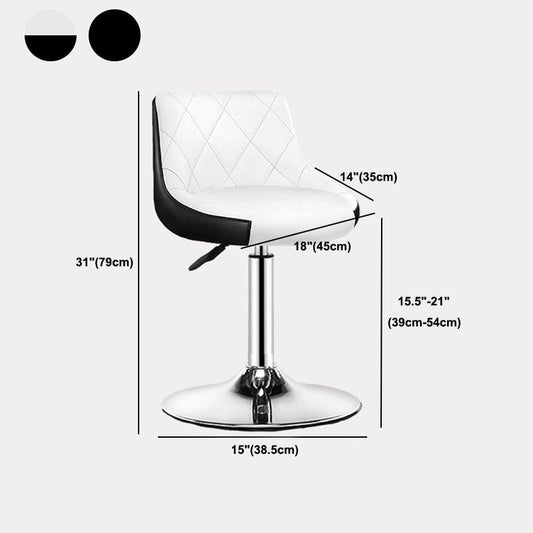 Eigentijdse metalen barkruk lage rug faux lederen voetsteunmeubels voor bar