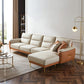 Faux Leather Glam Stain Resistant Square Arm Sofa for Living Room