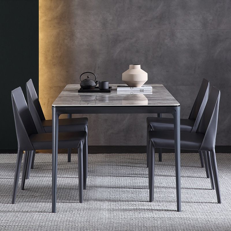 Stile contemporaneo 1/2/5/7 pezzi sedie da pranzo set mobili rettangolo in pietra in grigio