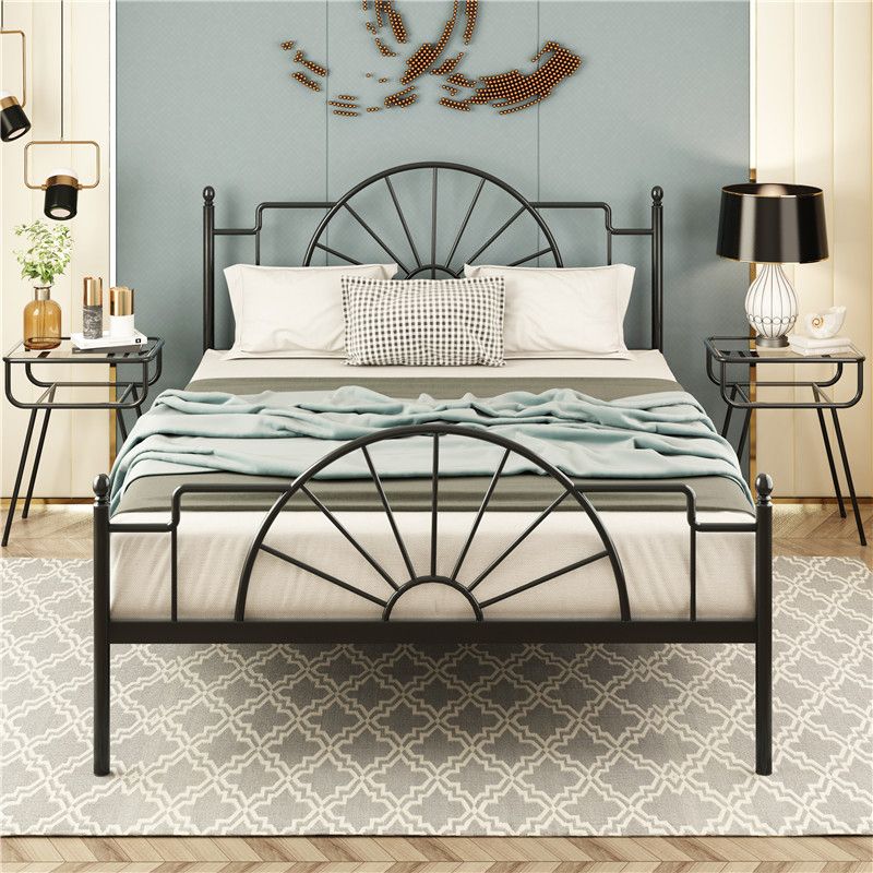 Modern Metal with Headboard with Metal Legs Camelback Open-Frame Bed
