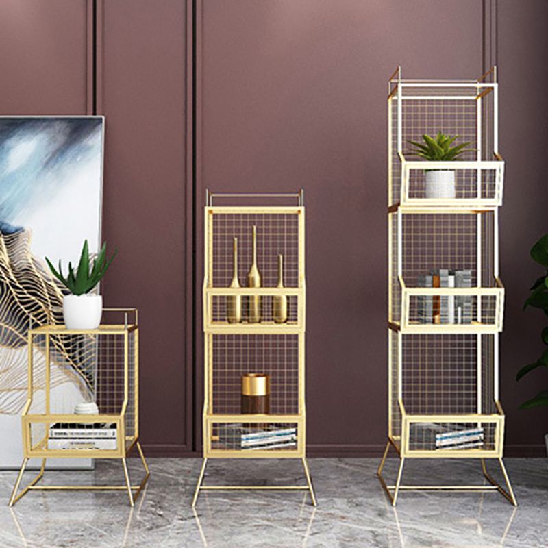 Metal Gold and Black Bookshelf Closed Back Book Shelf Shelves Included