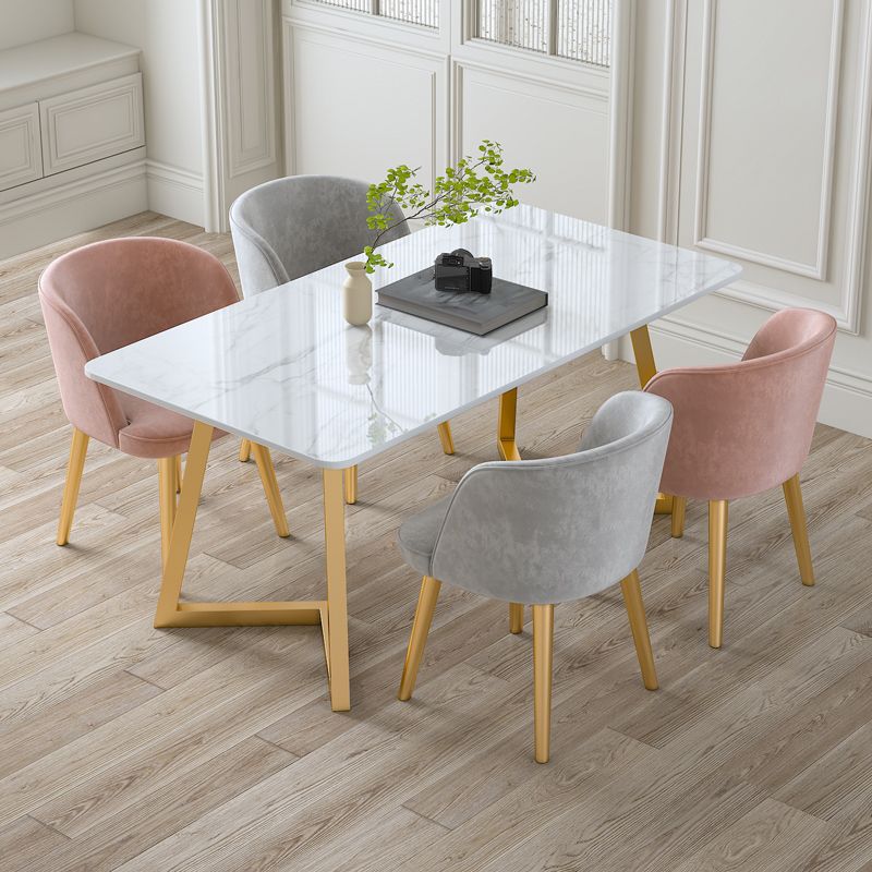 Modern Rectangle Shape White Dining Set Standard Sintered Stone Top Dining Set for Kitchen Clearhalo 'Dining Room Sets' 'Dining Tables & Seating' 'dining_room_set' 'furn' 'furn_dining_room_set' 'Furniture' 'furniture_dining_room_set' 'Kitchen & Dining Furniture' 'kitchen&dining_furn' 'kitchen' 1200x1200_366ad37d-79d7-439e-b2fb-be7ef0353790