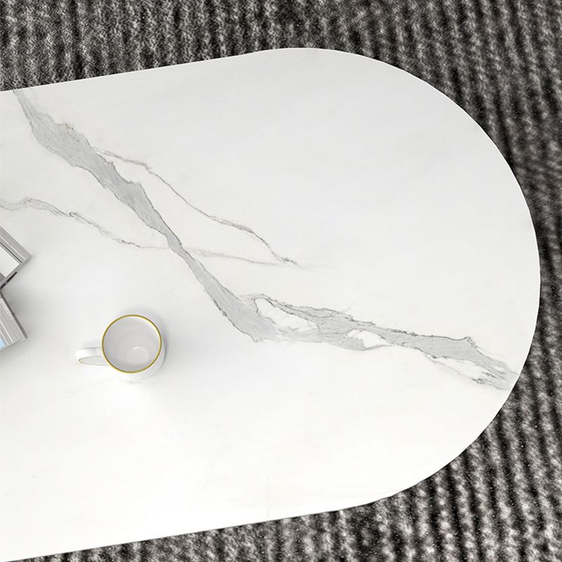 Glam Style Oval Coffee Table with Marble Top and Iron Base in Black Clearhalo 'Coffee & Accent Tables' 'Coffee Tables' 'coffee_tables' 'furn' 'furn_coffee_tables' 'Furniture' 'Living Room Furniture' 1200x1200_366c0c34-5129-42ec-8ab4-bda00f28cde3