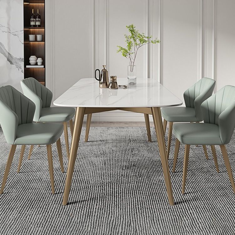 Mesa de comedor fijo rectángulo Mesa de cocina de piedra sinterizada de lujo