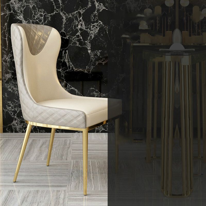 Leather Upholstered Armless Dining Chairs Wingback Side Chair with Metal Legs Clearhalo ' kitchen&dining_furn' 'Dining Chairs' 'Dining Tables & Seating' 'dining_chair' 'furn' 'furn_dining_chair' 'Furniture' 'furniture_dining_chair' 'Kitchen & Dining Furniture' 'kitchen' 1200x1200_366dac98-048e-43d4-91d8-df0ccf1ee098