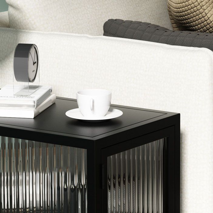 Metal Rectangle Top Side Table 23.6" Tall 4 Legs End Table with Storage Clearhalo 'Coffee & Accent Tables' 'End & Side Tables' 'end_side_tables' 'furn' 'furn_end_side_tables' 'Furniture' 'Living Room Furniture' 1200x1200_366ec71b-747b-46c4-b21b-162e59c50564