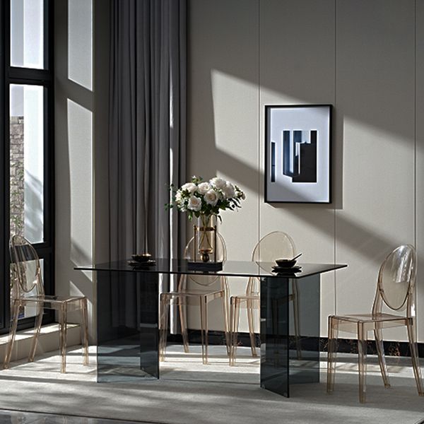 Modern Tempered Glass Dining Table Glass Base for Dining Room Clearhalo 'Dining Tables & Seating' 'Dining Tables' 'dining_table' 'furn' 'furn_dining_table' 'Furniture' 'Kitchen & Dining Furniture' 1200x1200_36708c86-e9b0-4558-a4f5-e6b3a1a80cc5