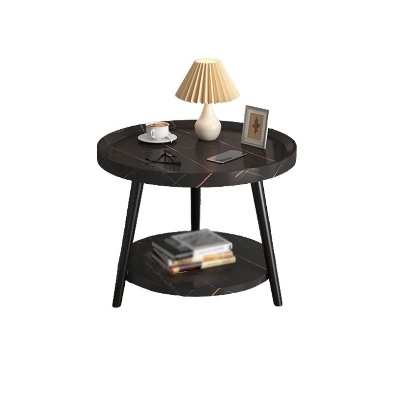 3脚カクテルテーブル人工材のクルミ/黒/白い丸いコーヒーテーブル