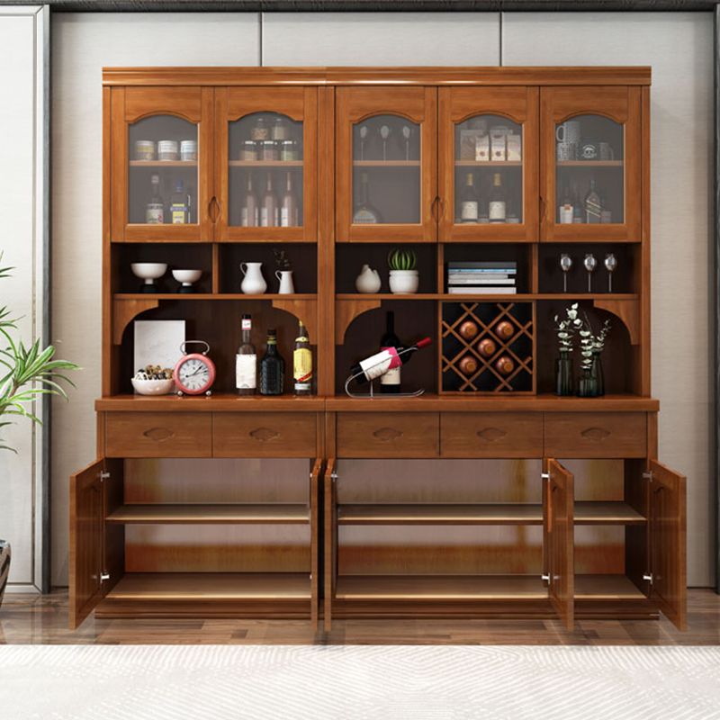 現代的なダイニングハッチラバーウッドガラスドアドロワー付きビュッフェキャビネット