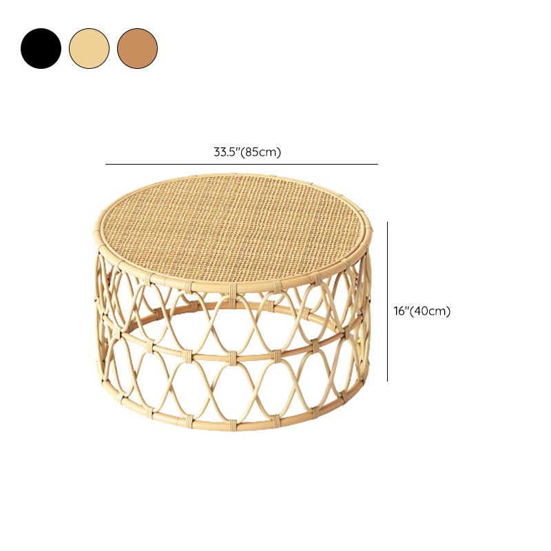 Scandinavian Round Cocktail Table with Wicker Base Natural/Black Clearhalo 'Coffee & Accent Tables' 'Coffee Tables' 'coffee_tables' 'furn' 'furn_coffee_tables' 'Furniture' 'Living Room Furniture' 1200x1200_36774927-fff6-4bb9-aa37-15d92240b9a8