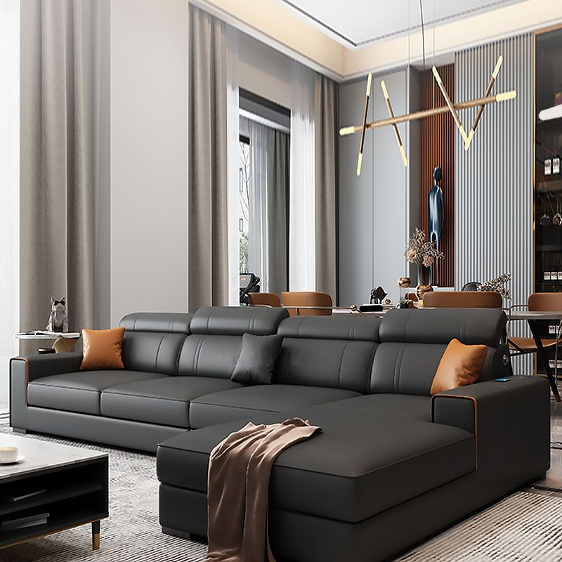 Scandinavian Dark Gray Stationary Square Arm Slipcovered Sofa