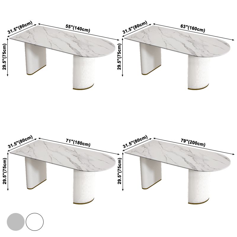 Contemporary Style Sintered Stone Dining Table Freeform Shape Table with Double Pedestal Base Clearhalo ' dining_table' 'Dining Tables & Seating' 'Dining Tables' 'furn' 'furn_dining_table' 'Furniture' 'furniture_dining_table' 'Kitchen & Dining Furniture' 'kitchen&dining_furn' 'kitchen' 'kitchen_dining_table' 1200x1200_3677dbe5-f2ce-45f9-bf66-6a36a0c452ad