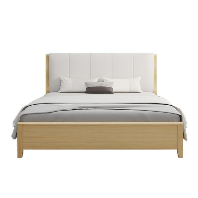 Cama de panel moderno rectangular cama de madera sólida con cabecero