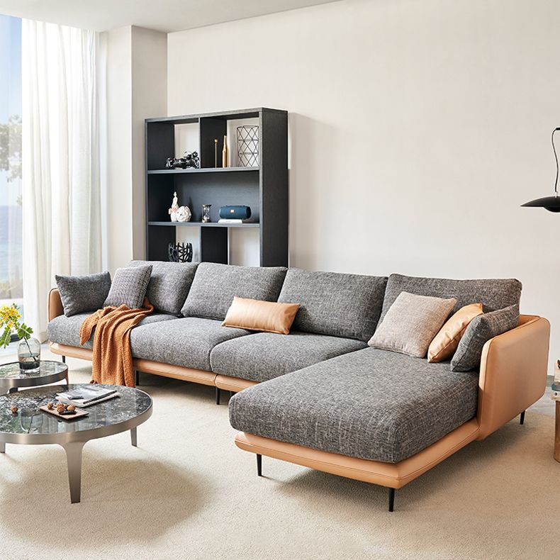 Modern Tuxedo Arm Removable Cushions Sofa with Pillows 35.43" for Living Room Clearhalo 'furn' 'furn_sectionals' 'Furniture' 'furniture_sectionals' 'kitchen' 'kitchen_sectionals' 'Living Room Furniture' 'Sectionals' 1200x1200_36792870-5bd6-417c-9dfd-661909cd035e