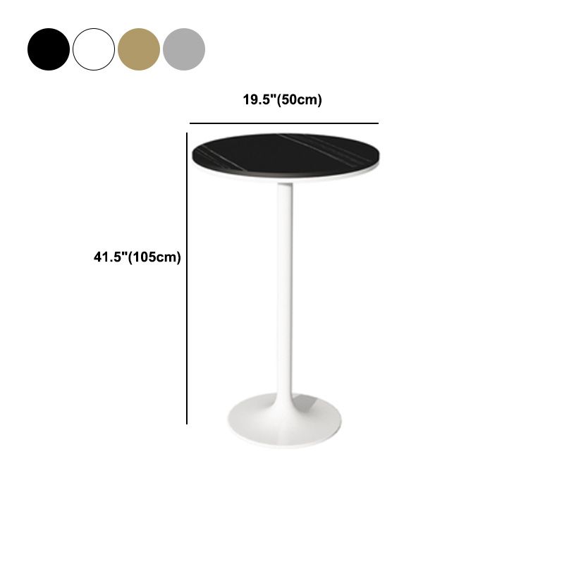 Stone Bar Dining Table Glam Round Bar Table with Pedestal for Milk Tea Shop