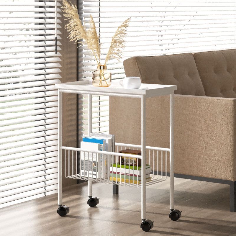 Tavolo superiore del vassoio del vassoio rettangolo in metallo della metà secolo 4 gambe tavolino con archiviazione