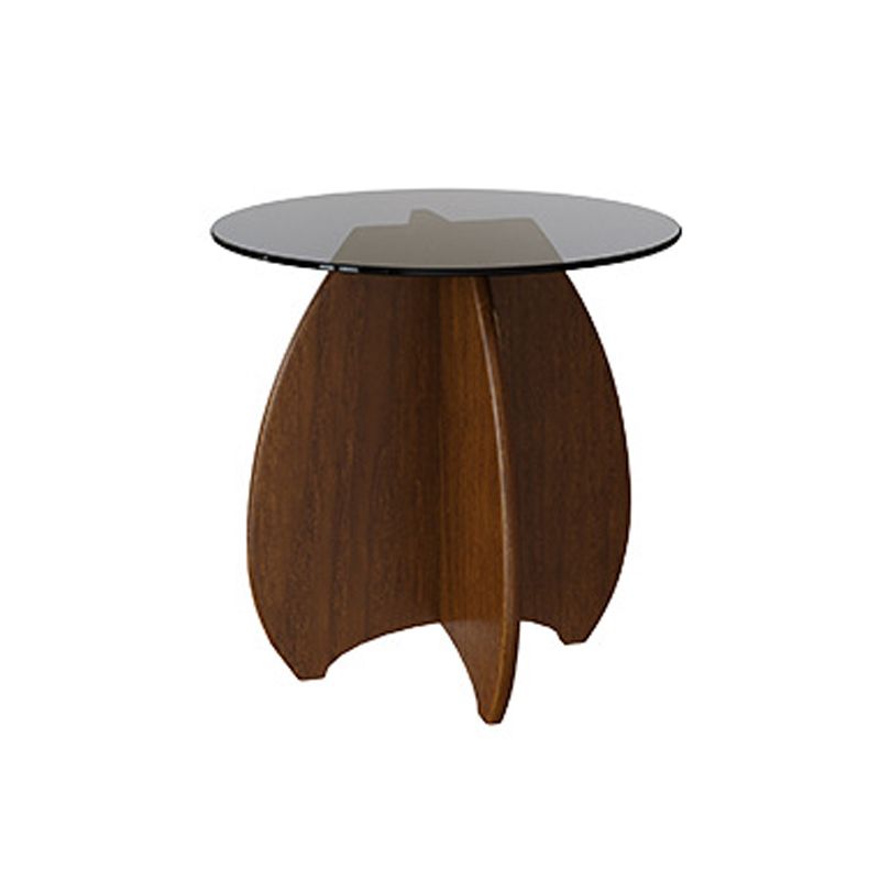 Living Room End Table Contemporary Round Abstract Glass Side Table