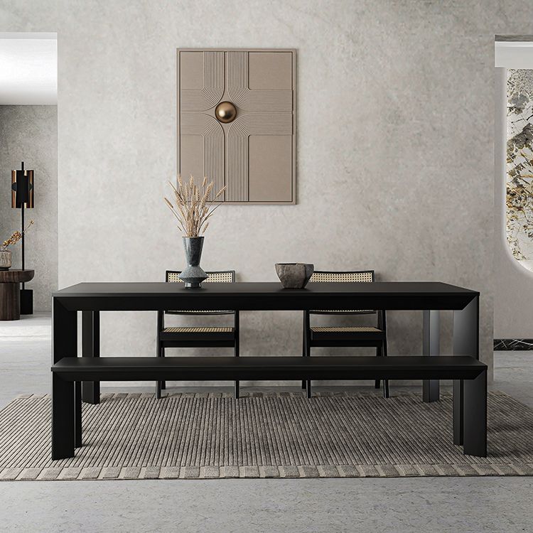 Industrial Rectangle Dining Room Table Solid Wood Fixed Kitchen Desk Clearhalo 'Dining Tables & Seating' 'Dining Tables' 'dining_table' 'furn' 'furn_dining_table' 'Furniture' 'Kitchen & Dining Furniture' 1200x1200_367f5c0b-f55b-44b8-ab7a-7eab7a0d5430