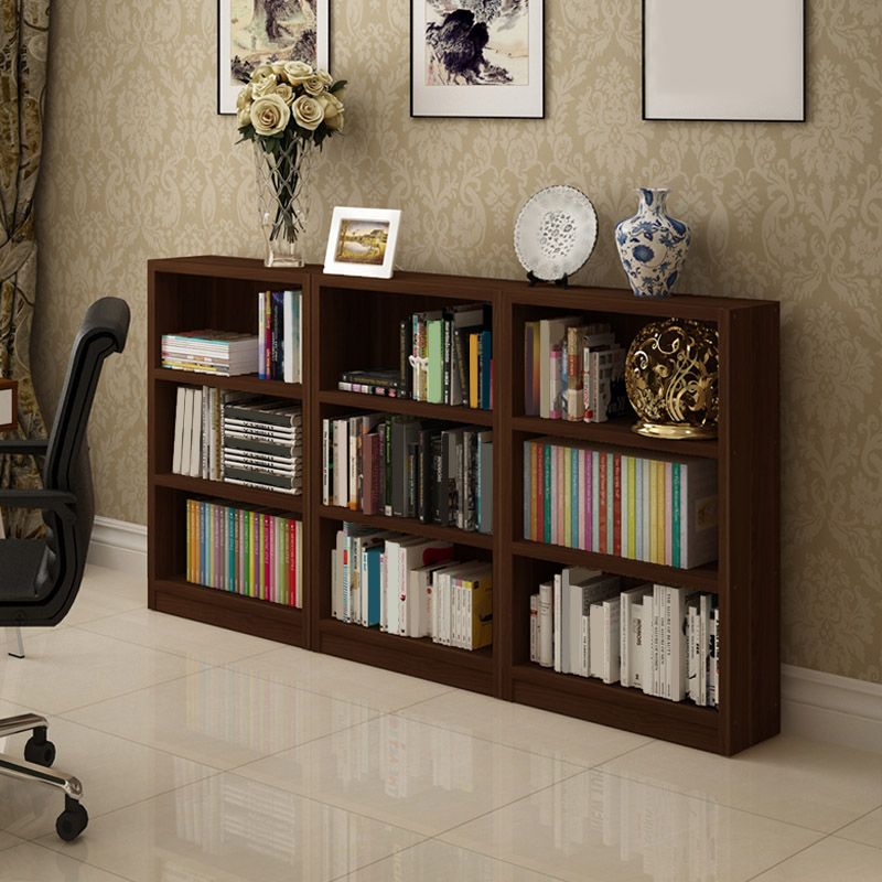 9.65"W Bookcase Contemporary Style Closed Back Brown Bookshelf for Home Office
