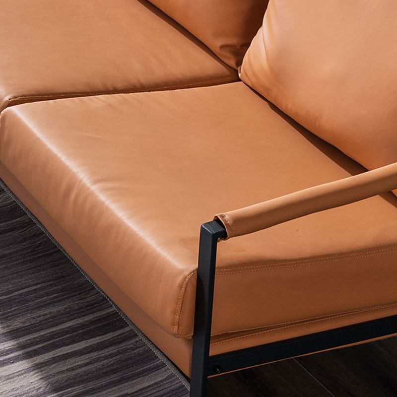 Sofá de brazo cuadrado de cuero moderno de mediados de siglo 32.2 "H para sala de estar