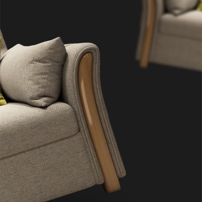 Contemporary Linen Sofa Bed Beige Square Arm Sleeper Sofa, 32.28" Wide Clearhalo 'furn' 'furn_futons' 'Furniture' 'Futons & Daybeds' 'Futons' 'Living Room Furniture' 1200x1200_36820043-a21d-4e01-bd60-a2a037ea93ac