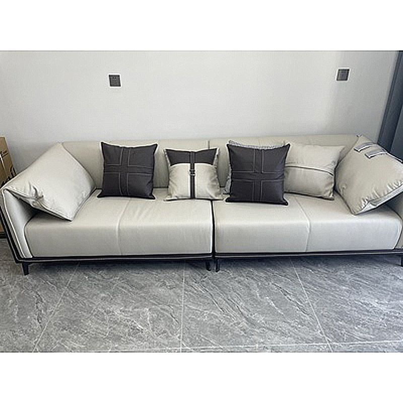 Stain-Resistant Faux Leather Sofa/Sectional with Pillowed Back Cushions for Living Room Clearhalo 'furn' 'furn_sectionals' 'Furniture' 'furniture_sectionals' 'kitchen' 'kitchen_sectionals' 'Living Room Furniture' 'Sectionals' 1200x1200_36834250-3cd4-4ab1-8a43-252a79f66ecd