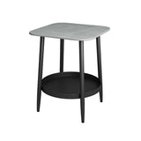 19.68" Tall Side Accent Table Stone Top 4 Legs End Table with Shelf