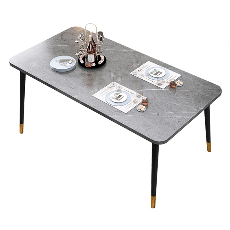 Contemporary Rectangle Shape Kitchen Dining Table Sintered Stone Dining Table with 4 Legs Base Clearhalo ' dining_table' 'Dining Tables & Seating' 'Dining Tables' 'Furniture' 'furniture_dining_table' 'Kitchen & Dining Furniture' 'kitchen&dining_furn' 'kitchen' 'kitchen_dining_table' 1200x1200_36842609-a40d-432a-b8fd-c8e11f389ceb