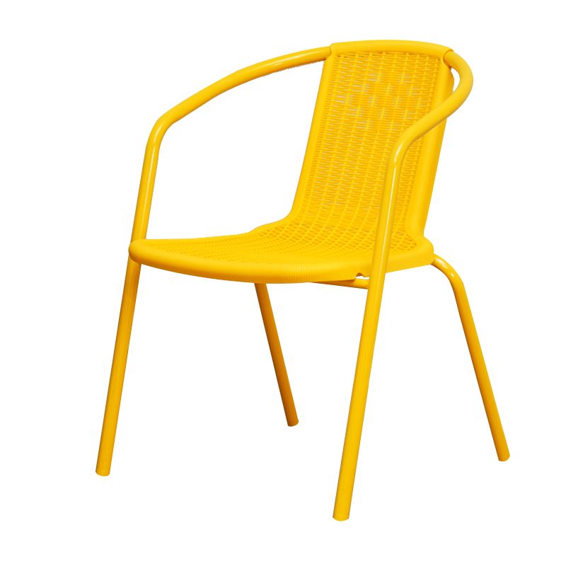 Modern Indoor-Outdoor Dining Arm Chair Steel Frame Stacking Arm Chair